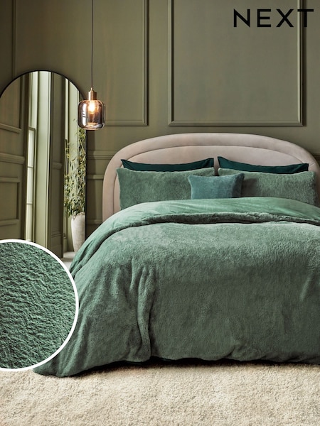 Green Plush Faux Fur Duvet Cover And Pillowcase Set (660478) | €17 - €34