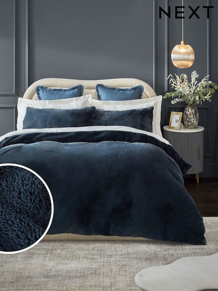 Blue Plush Faux Fur Duvet Cover And Pillowcase Set (660491) | €13 - €27