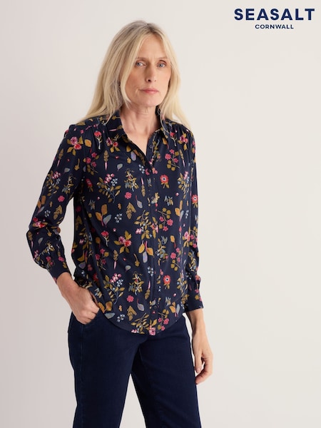 Blue - Seasalt Cornwall Meadow Cotton Blend Shirt