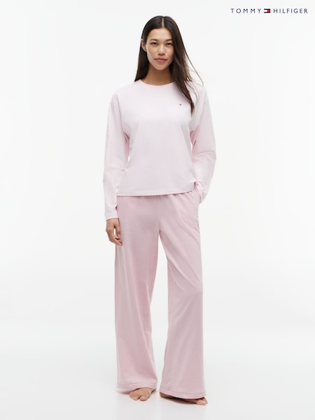 Pink - Tommy Hilfiger Essential Jersey Long Sleeve Pyjamas Set