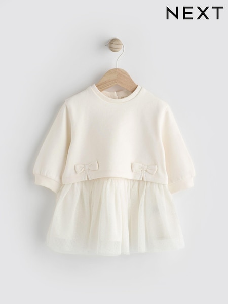White Twofer Mesh Baby Dress (0mths-2yrs) (661389) | AED56 - AED63