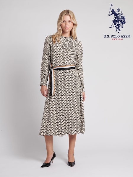 U.s. Polo Assn. Womens Striped Trim Print Midi Dress (661456) | 156 €