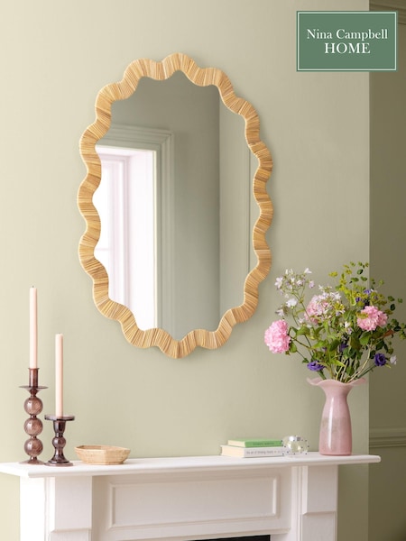 Nina Campbell Natural Hand Woven Scallop Frame Wall Mirror (661544) | €171