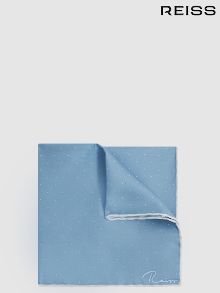 Reiss Blue Liam Polka Dot Silk Pocket Square (661939) | 279 QAR