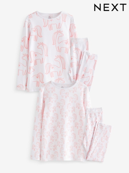 Pink mit Einhorn-Druck - Kind to Skin Pyjamas 2 Pack (9mths-12yrs) (662298) | 34 € - 47 €