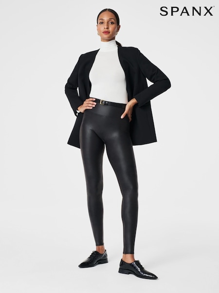 Spanx® Medium Control Black Faux Leather Shaping Leggings (662438) | ‏448‏₪