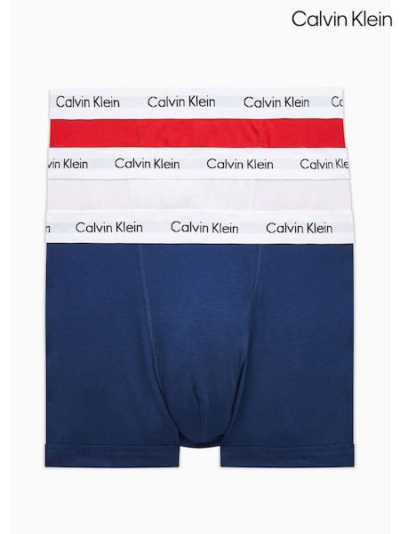 אדום/כחול/לבן - Calvin Klein Classic Stretch Trunks 3 Pack Boxers (662537) | ‏211‏₪