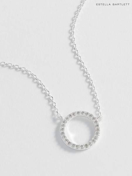 Estella Bartlett Silver Large Pave Set Circle CZ Necklace (662620) | €30