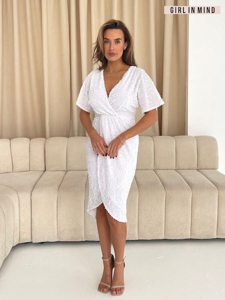 Girl In Mind Novah Sequin Wrap Detailing Midi Bridal Dress (662648) | €80
