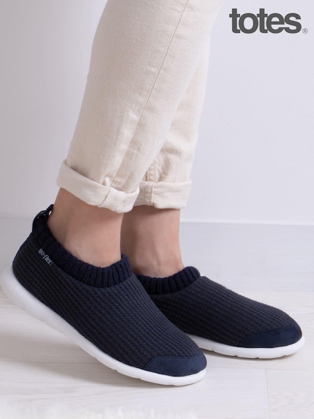 Totes Blue Ladies Isotoner Iso-Flex Waffle Bootie Slippers (662706) | €61