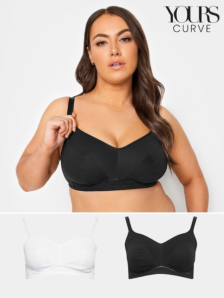 Yours Curve Black Non Wire Soft Cotton Bra 2-Pack (662933) | €47