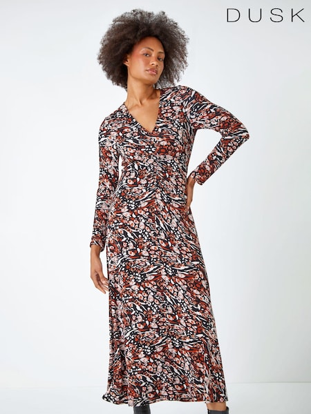 Dusk Multi Animal Animal Ruched Front Stretch Midi Dress (663080) | €24