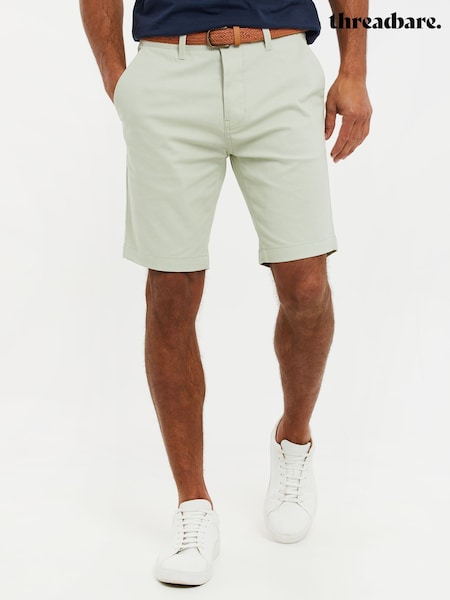 Verde - Pantaloni scurți chino elastici cu curea din țesătură elastică Threadbare (663371) | 179 LEI