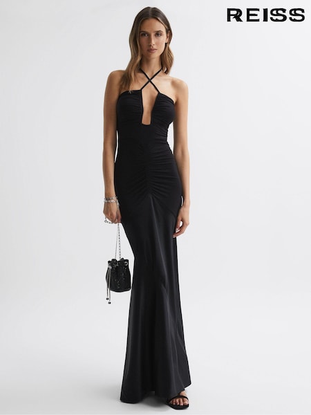 Reiss Thalia Fitted Plunge Neck Satin Maxi Dress (663538) | 325 €