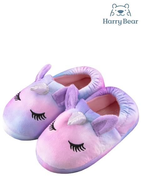 Рожевий - Harry Bear Tie Dye Unicorn 3d Horn & Ears Slippers