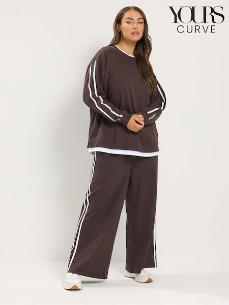 Chocolate Brown - Yours Curve 2-in-1 Sweat Top & Jogger Set
