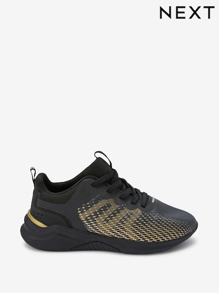 Black/Gold Elastic Lace Trainers (664422) | €21 - €25