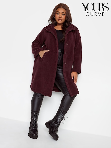 Red - Yours Curve Faux Fur Coat