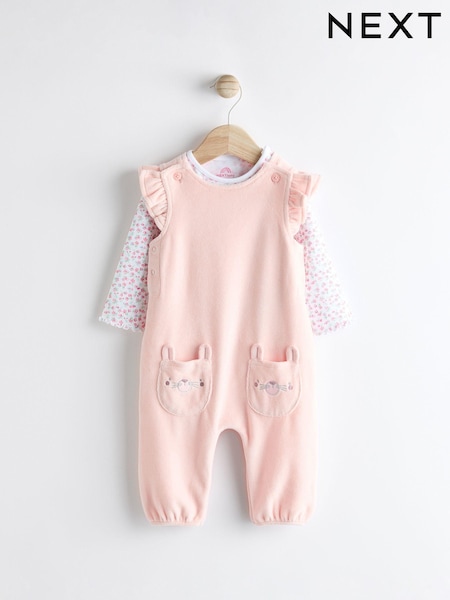 Pink Baby Dungarees and Longsleeve Bodysuit Set (0mths-2yrs) (664511) | AED91 - AED102
