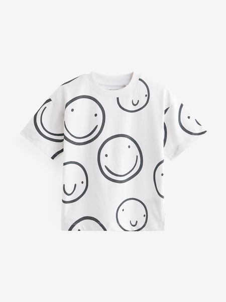 Bela/črna - All-Over Print 100% Cotton Short Sleeve T-Shirt (3mths-7yrs) (664555) | € 3 - € 5