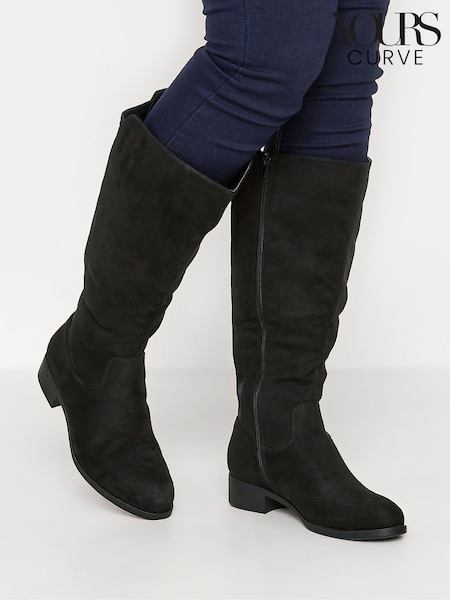 Negro - Botas elásticas altas por la rodilla de Yours Curve