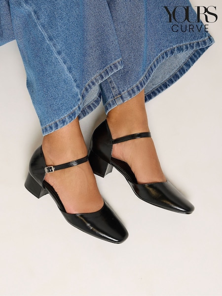 Black - Yours Curve Square Toe Block Heels