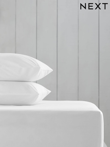 White Cotton Rich Deep Fitted Sheet (664881) | AED56 - AED88