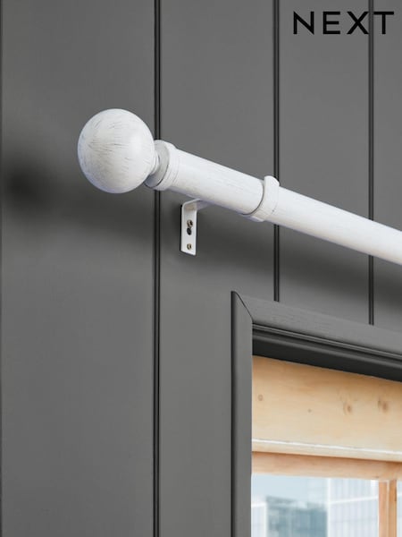 White Ball Finial Extendable Curtain 35mm Pole Kit (664954) | €86 - €112