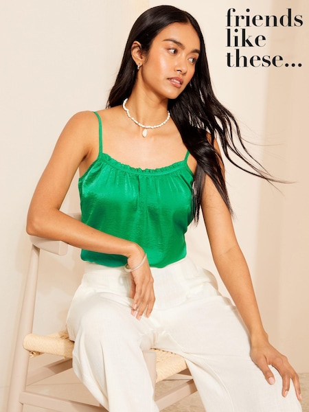 Friends Like These Satin Strappy Ruffle Edge Cami Vest (664987) | 98 LEI