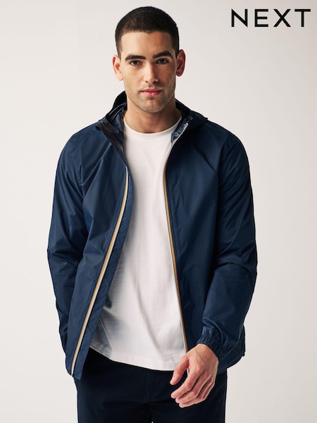 Navy Blue Lightweight Waterproof Hooded Packable Jacket (664993) | €17.50