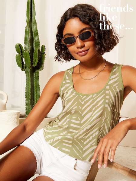 Friends Like These Blue Palm Print Woven Front Printed Jersey Back Vest (665017) | €8