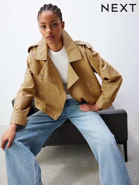 Camel Cropped Trench (665267) | AED273