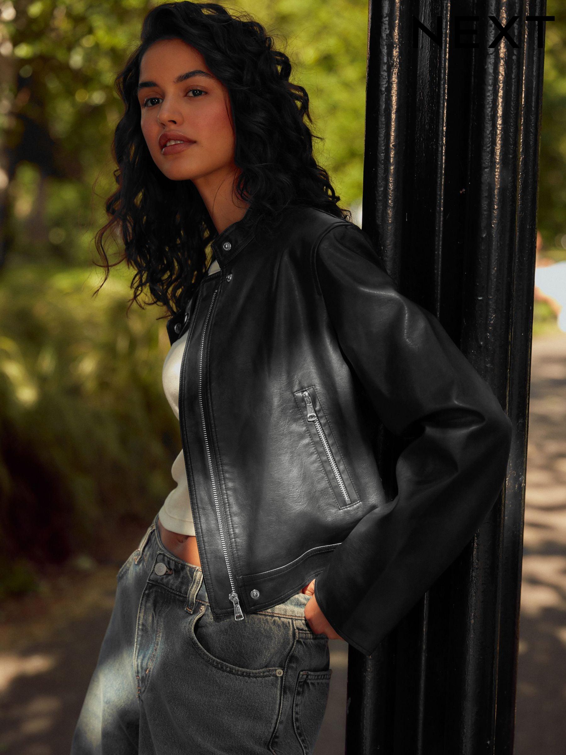 Next petite leather jacket discount