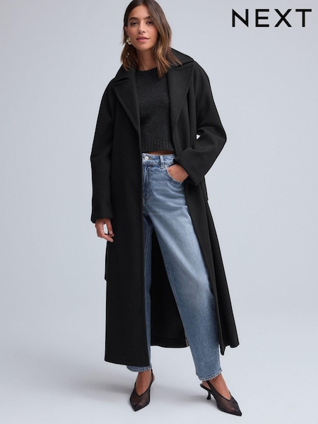 Black Long Belted Maxi Coat (665329) | €44