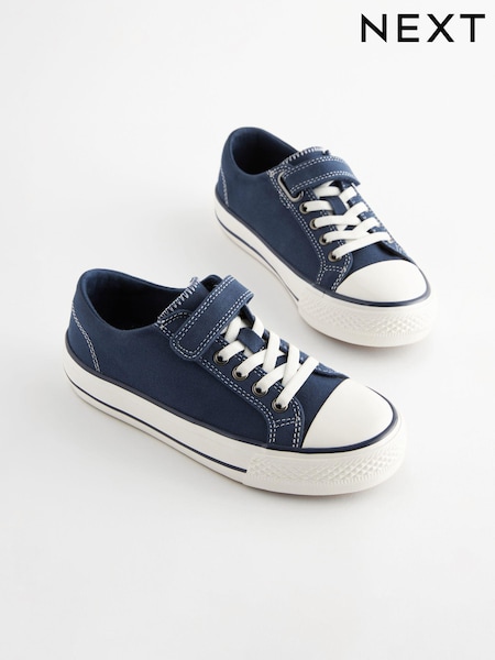Navy Blue 1 Strap Elastic Lace Trainers (665351) | €8.50 - €12.50