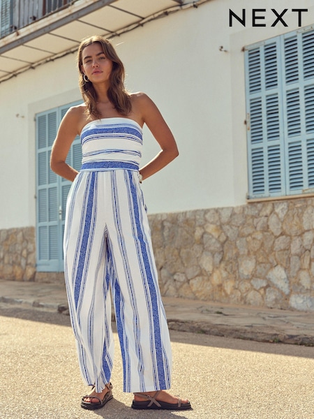 Blue and White Stripe Bandeau Summer 100% Cotton Jumpsuit (665400) | € 12