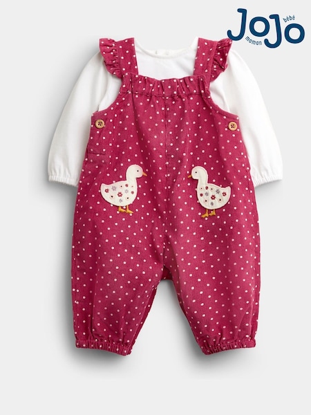 Dusky Lyserød Duck - Jojo Maman Bébé Applikation Fløjl smækbukser & Topsæt