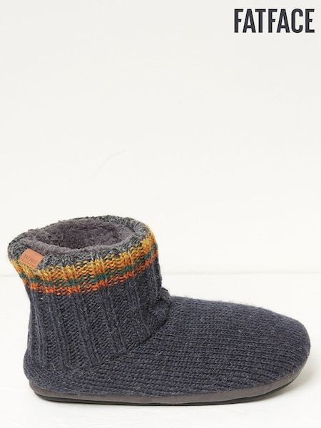 FatFace Blue Simon Stripe Knit Slipper Boots (665551) | €21.50