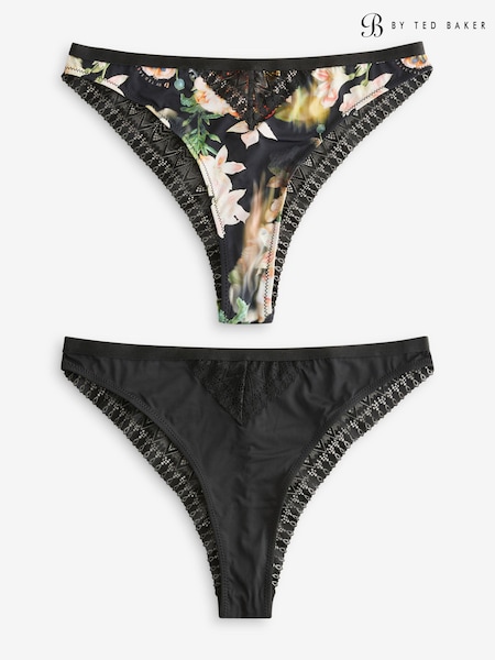 B by Ted Baker Brazillian Black Floral Knickers 2 Pack (665561) | ₪141