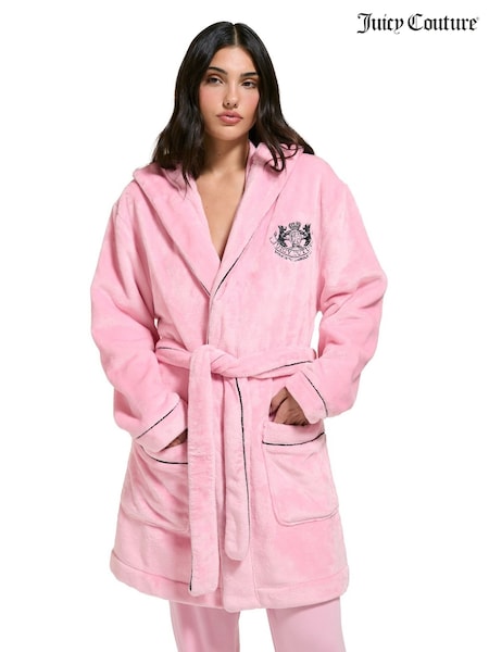 Pink - Juicy Couture Lottle Crest Plush Robe