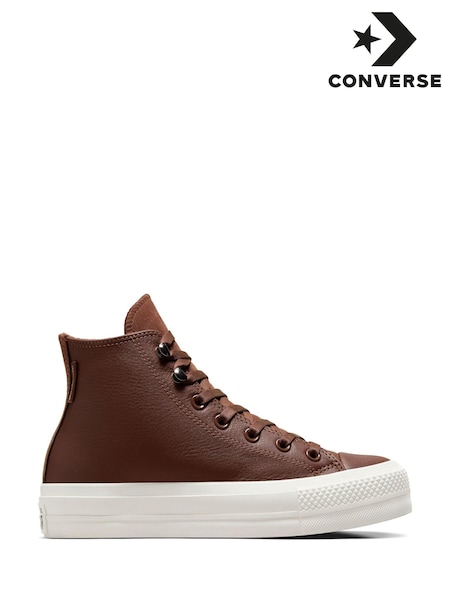 Converse Brown Chuck Taylor All Star Lift Leather Trainers (665916) | €79