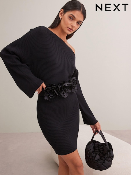 črna - Corsage Flower Wide Belt (666167) | € 11