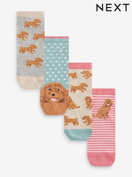 Roza/modra/ovsena ovsena - Charlie The Cockapoo Trainer Socks 4 Pack (666458) | € 4