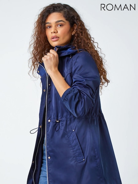 כחול  - Roman Shower Resistant Longline Jacket (666988) | ‏377‏₪