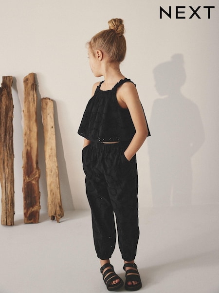 črna - Broderie Co-ord Top and Joggers Set (3-16yrs) (667096) | € 23 - € 27