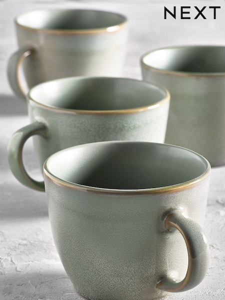 Set of 4 Sage Green Logan Reactive Glaze Mugs (667139) | €29