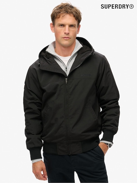 Superdry Black Surplus Nylon Hooded Bomber Jacket (667404) | 277 QAR