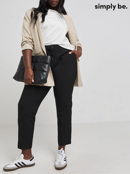 Simply Be Black Essentials Stretch Tie Waist Workwear Trousers (667442) | €37