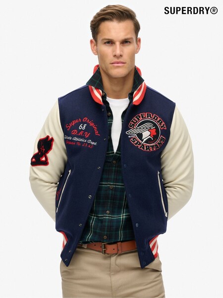 Superdry Atlantic Navy Varsity Patched Bomber Jacket (667543) | R$ 1,235