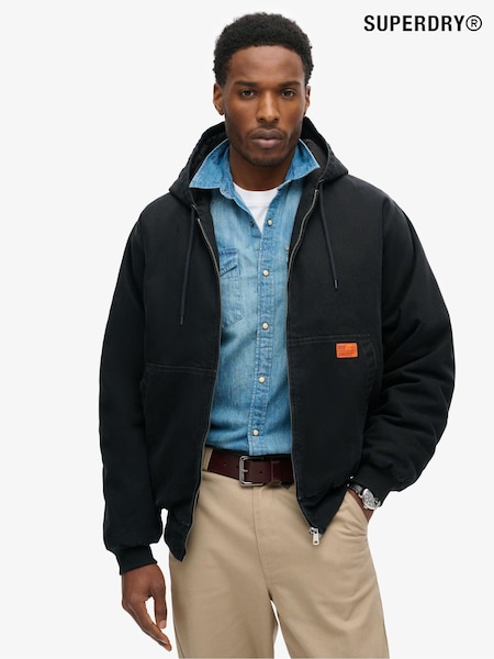 Negro azabache - Superdry 100% Cotton Surplus Hooded Bomber Jacket (667616) | 174 €